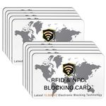 SaiTech IT 10 Pack RFID Blocking Card NFC Contactless Debit/Credit Card ATM Passport Protector Ideal for Men & Women Slim with World map Design Perfectly fit in Wallet(White)