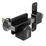 Gatemate 1490136 Double P11 Keyed Alike Euro Long Throw Lock, Black/Stainless Steel, 70 mm