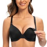 MELENECA Women's Breastfeeding Padded Plus Size Convertible Underwire Nursing Bra Black 34H