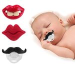 Dusenly Funny Moustache Pacifier Soft Silicone Baby Dummy Prank Pacifier Soother Novelty Teeth Child Lip Soother, Pack of 3