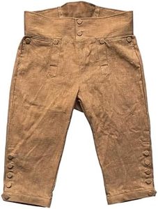 Mens Colonial Knee Linen Breeches 18th Century Pants Fall Front Style, Muddy, 3X-Large