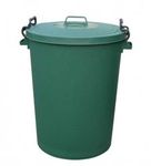 Chabrias Ltd Heavy Duty UK Made Plastic Bin Dustbin, Indoor or Outdoor with Locking Clip Lid for Home Garden Rubbish Waste Animal Feed (110 Litre, Green)