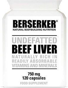Berserker Desiccated Beef Liver 750mg 120 Capsules Un-defatted Meaning Full Absorption of Naturally Occurring Vitamins and Minerals Found in Beef Liver. Made in The UK.
