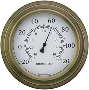 8" Antique Brass Finish Decorative Indoor/Outdoor Thermometer