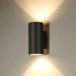 EBION Wall Light Outside Wall Lamp IP65 LED Up and Down Wall Lighting 10W x 2 Modern Aluminum Wall Sconce for Indoor Christmas Outdoor Living Room (Black)