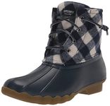 Sperry Unisex-Child Saltwater Rain Boot, Navy Plaid, 11 Little Kid