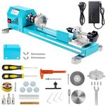 BERXOL Mini Wood Lathe Machine, 12V- 24VDC,7 Variabla Speeds 4000-9000 RPM, with Wood Lathe Milling Accessories, for Wood Polishing, Grinding, Cutting and Milling DIY... (B)