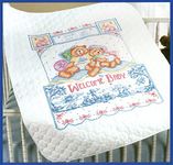 Bucilla - Bears on Toile - Stamped Cross Stitch Crib Cover Kit 43266