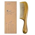 EQLEF Green Sandalwood Comb, Anti Static Wooden Comb Hair Comb with Rounded Handle for Curly or Straight Hair