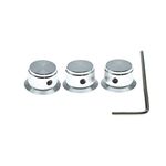 3-Pack Set Screw Style Aluminium Potentiometer Knobs 1/4" Universal Top Hat Knobs Bell Volume Tone Control Knobs for Guitar/Bass/AMPS/Preamps Silver