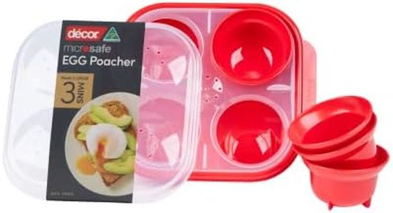 Decor Décor 225000-004 Microsafe Microwave Steam Egg Poacher, Red