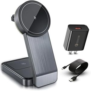 Avarrix Australia 3 in 1 Wireless Charger 15W Foldable, Compatible with Mag Safe iPhone 15 Plus Pro Max/14/13/12/11, Apple Watch Ultra/9/8/7/6/5/4/3/2/1/SE, AirPods, Samsung Galaxy, Adapter Inc, Black
