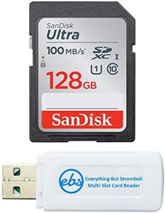 SanDisk 128GB Ultra SDXC Memory Card works wih Nikon Coolpix L340, B500, A10, L32, S7000, A300, P900, Camera UHS-I Class 10 with Everything But Stromboli Memory Card Reader (SDSDUNC-0128G-GN6IN)