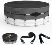 YSPACE 30FT Round Pool Cover for Above Ground Pools, 600D Heavy Duty Waterproof Cover with Upgraded Silicone-Coated Strap System, Windproof UV-Resistant Outdoor Pool Cover