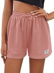 MakeMeChic Women's Casual Drawstring Waist Sweat Shorts Running Track Shorts, Dusty Pink, Small