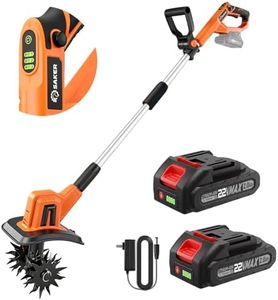 Saker 22V Cordless Electric Garden Tiller Cultivator, Rototiller for Gardening with 3 Adjustable Speed, 9-Inch Tilling Width, 6.3-Inch Depth for Soil Preparation, Weeding, and Gardening SK-TC18A