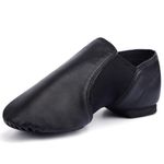 Linodes Unisex 006 PU Leather Upper Slip-on Jazz Shoe for Women and Men's Dance Shoes-Black 4M
