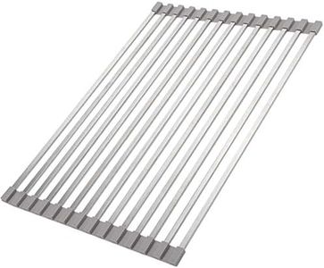 Ahyuan Roll up Dish Drying Rack Over The Sink Dish Drying Rack Square Tubes Rolling Dish Rack Over Sink Dish Racks for Kitchen Counter RV Camper Accessories for Travel Trailers (Gray, 20.5''Wx13''L)