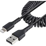 StarTech.com USB TO LIGHTNING CABLE - 50CM (20IN) COILED CABLE BLACK