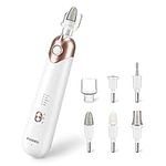 POLAMD Cordless Manicure and Pedicure Set, Rechargeable Electric Nail Files, 5-Speed, LED Light, Durable Attachments, Excellent Home Use Electric Nail Drill for Cuticles Hard Skin Removal