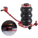 VEVOR Air Jack, 3 Ton/6600 lbs Triple Bag Air Jack, Airbag Jack with Six Steel Pipes, Lift up to 17.7 inch/450 mm, 3-5 s Fast Lifting Pneumatic Jack, with Long Handles for Cars, Garages, Repair, (Red)