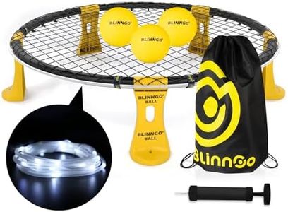 Blinngo - Sport Roundnet 3 Ball Playset, Available All Day with Light Strip, Lawn, Beach, Round Garden for Beginners and Professional Players