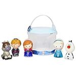 Disney Store Official Frozen Bath Toy Set, 5 Pc. Set, Includes Anna, Elsa, Olaf, Sven and Kristoff Frozen Toys with Storage Bucket, Suitable for 12 Months+