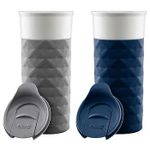 Ello Ogden BPA-Free Ceramic Travel Mugs, Set of 2 (Assorted Colors) Gray 16 ounce ABC123