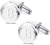 LOYALLOOK Initial Silver Cufflinks 