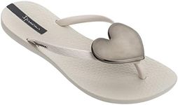 Ipanema Women's Wave Heart Flip Flop, Beige/Beige/Black, 5 Medium US