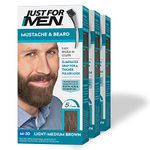 Just For Men Brush-In Color Gel Mustache & Beard Color, 72.6g (Pack of 3) - Light-Medium Brown