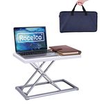 Rocelco 19" Portable Desk Riser - Height Adjustable Travel Standing Desk Converter - Premium Compact Sit Stand Up Laptop Rising Workstation with Carry Bag - White (R PDRW)