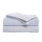 Peru Pima, Bed Sheets Set with 4 Pieces, 415 Thread Count, Percale, 100% Peruvian Pima Cotton, Hotel Luxury Quality, Extra Soft and Cooling Sheets, Queen Size, Nautical Stripe Blue