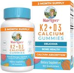 MaryRuth Organics Calcium with Vitamin D & Vitamin K2, 2 Month Supply, Calcium Supplement Supports Bone Health & Joint Support, with Vitamins D3 K2 Gummies, Vegan, Non-GMO, Gluten Free, 60 Count