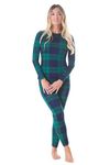 Rocky Thermal Underwear for Women (Long Johns Thermals Set) Shirt & Pants, Base Layer with Leggings/Bottoms Ski/Extreme Cold, Standard Weight (Green Plaid - Medium)