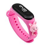 ZOVUTA Digital Dial Waterproof Stylish & Fashionable Wrist Smart Watch LED Band for Kids, Colorful Cartoon for Boys & Girls (Removable Silicon Strap) (Pink Peppa Pig)