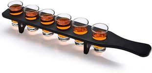 Regal Trunk Shot Glass Holder Set I Shot Glasses Serving Tray I Shot Glass Set I Wood Shot Cup Tray I Tequila Glass Set with Tray I Whiskey Flight Board with Glasses for Party Restaurant Bar Display