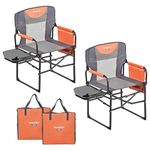 SunnyFeel Camping Director Chair, Portable Folding Chair with Side Table and Storage Pouches, Compact Heavy Duty for Adults Outdoor Pack of 2 (Orange)