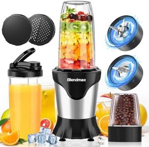 Smoothie Blender, 850W Multi-Function Blender & Grinder Combo with 600ml Travel Cup and 300ml Grinding Cup, BPA-Free Mixer for Smoothies, Shakes, Juice and Frozen Drinks (Black Silver)