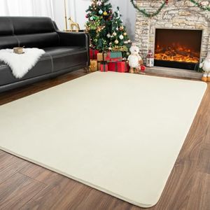 Przemy Washable Area Rug for Living Room Bedroom, 5x7 Feet Cream Memory Foam Rug, Super Soft Modern Indoor Carpet for Kids Room Girls Boys Dorm Nursery Decor Mat