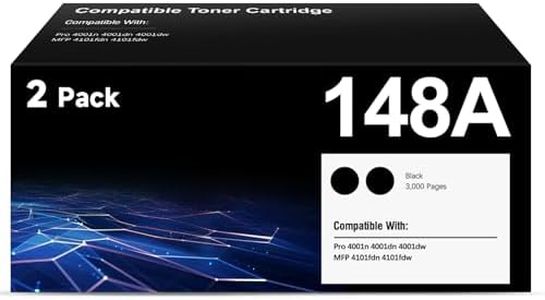 148A Toner Cartridges (2-Pack) Compatible Replacement for HP 148A 148X W1480A W1480X Toner Cartridge Black with HP Pro MFP 4101fdw 4101fdn 4001dw 4001dn 4001n Printer