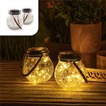 Gadgy Hanging Solar Lights | Solar Lanterns Outdoor 2 Pack | Solar Table Lamp | Solar Lantern Light | Solar Jar Lights | Outdoor Solar Table Lamp | Hanging Solar Lantern | Hanging Lamp