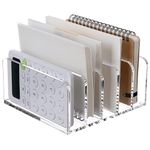 SANRUI Acrylic Desktop File Organizer, 5 Compartments Clear Office Document Sorter Mails Storage, Multifunction Letter Folder Racks Holders for Office,Home, School Desk Organization