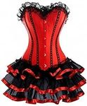 Kelvry Women's Sexy Gothic Lace up Boned Vintage Corset and Bustiers Dress with Skirt Plus Size