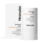 Minimalist Spf 50 Sunscreen Stick With Adenosine, Rice Bran Oil & Vitamin E, Broad Spectrum Pa++++ | For Women & Men | 20Gm All Skin Type