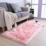 HEQUN Faux Fur Rug, Fluffy Rug, Shaggy Rugs,Faux Sheepskin Rugs Floor Carpet for Bedrooms Living Room Kids Rooms Decor (50 X 150 CM Square)