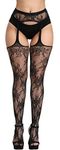 Xs and Os Women Sheer Fishnet Lower Casual Style Bodystocking Lingerie (Black 7, Free Size)