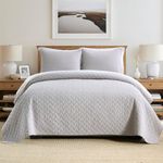 Wistown Cotton Quilt Bedding Sets King Size, 3 Pieces Reversible Lightweight Coverlets Comforters Bedspreads for All Seasons,Weave Stitching Pattern,Grey