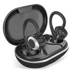 COMISO Wireless Earbuds, True Wireless in Ear Bluetooth 5.0 with Microphone, Deep Bass, IPX7 Waterproof Loud Voice Sport Earphones with Charging Case for Outdoor Running Gym Workout (Black)