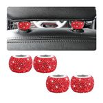 XINLIYA 4 Pack Car Headrest Collars, Bling Car Head Rest Collars Rings Decor, Rhinestone Car Head Rest Collars, Interior Car Seat Accessory, Crystal Decoration Charms for Car SUV Truck (Red)